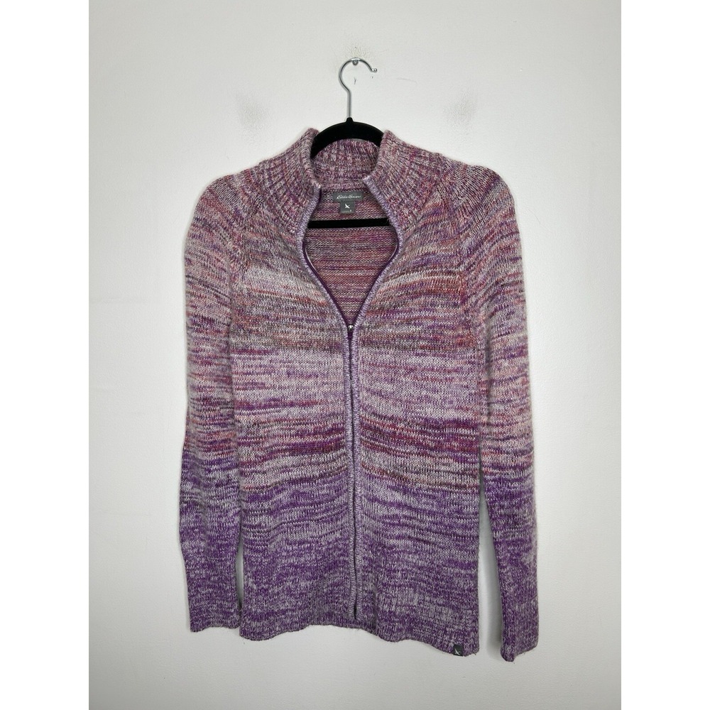 Eddie Bauer Women's Full Zip Long Sleeve Pullover Sweater Pink Ombre Size Small